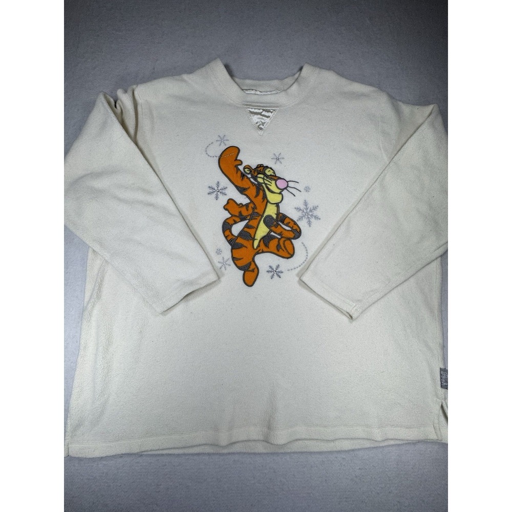 Pooh‎ Women Tigger Fleece Sweater 2X Cream Disney Winnie the Pooh Snowflakes